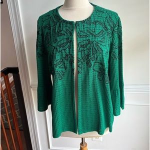 Ming Wang Kelly Green Bell Sleeve Jacket/Cardigan in Size XL